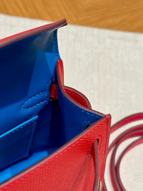 DDMode Hermes Mini Kelly Special Order Rose Extreme / Rogue Coeur / Blue Zanzibar Epsom Silver Hardware