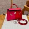 DDMode Hermes Mini Kelly Special Order Rose Extreme / Rogue Coeur / Blue Zanzibar Epsom Silver Hardware