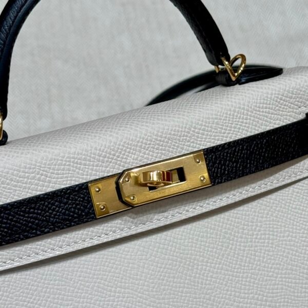 DDMode Hermes Mini Kelly Special Order CK10 Craie / CK89 Black Epsom Leather Gold Hardware