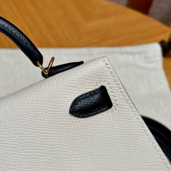 DDMode Hermes Mini Kelly Special Order CK10 Craie / CK89 Black Epsom Leather Gold Hardware