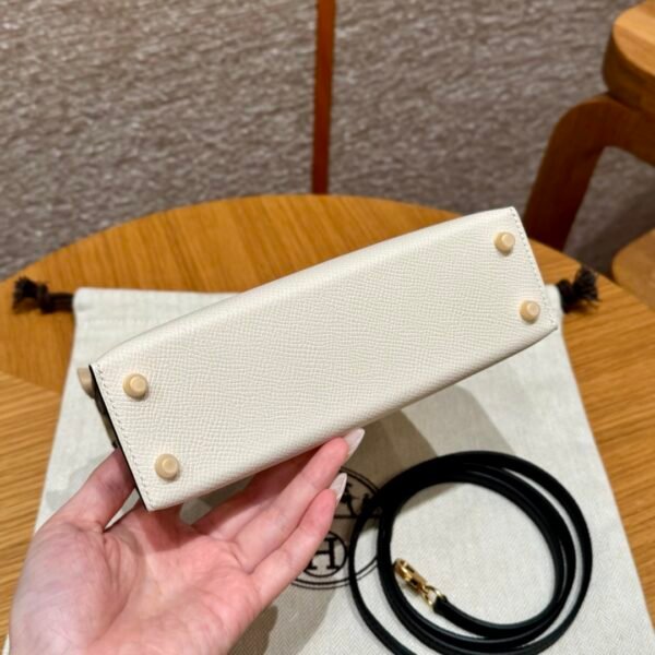 DDMode Hermes Mini Kelly Special Order CK10 Craie / CK89 Black Epsom Leather Gold Hardware