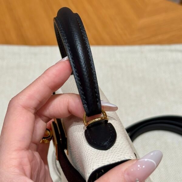 DDMode Hermes Mini Kelly Special Order CK10 Craie / CK89 Black Epsom Leather Gold Hardware