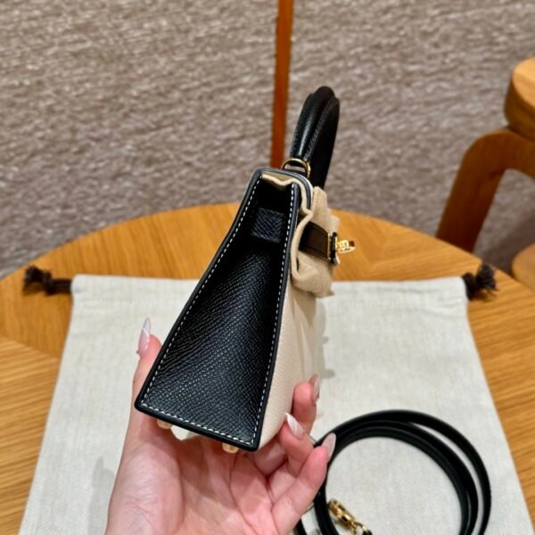 DDMode Hermes Mini Kelly Special Order CK10 Craie / CK89 Black Epsom Leather Gold Hardware