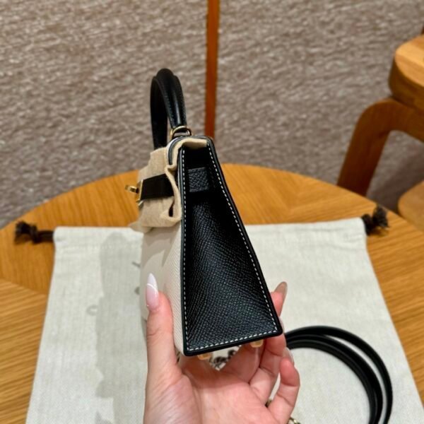 DDMode Hermes Mini Kelly Special Order CK10 Craie / CK89 Black Epsom Leather Gold Hardware