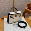 DDMode Hermes Mini Kelly Special Order CK10 Craie / CK89 Black Epsom Leather Gold Hardware