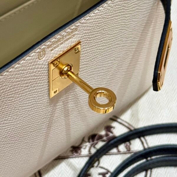 DDMode Hermes Mini Kelly Special Order CK10 Craie / CK89 Black Epsom Leather Gold Hardware
