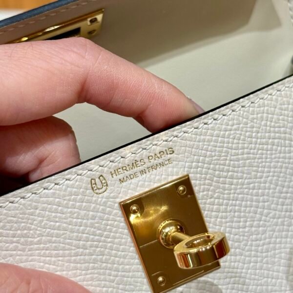 DDMode Hermes Mini Kelly Special Order CK10 Craie / CK89 Black Epsom Leather Gold Hardware