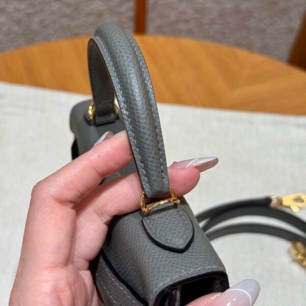 DDMode Hermes Mini Kelly 19CM 0L Gris Meyer Epsom Leather Gold Hardware