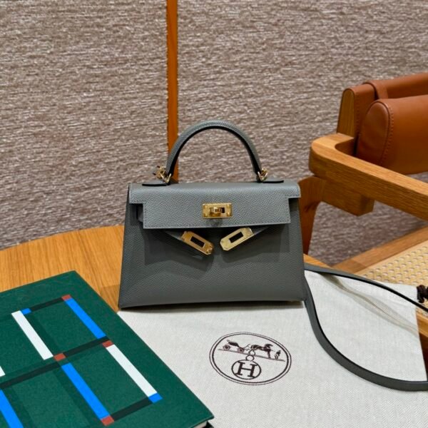 DDMode Hermes Mini Kelly 19CM 0L Gris Meyer Epsom Leather Gold Hardware