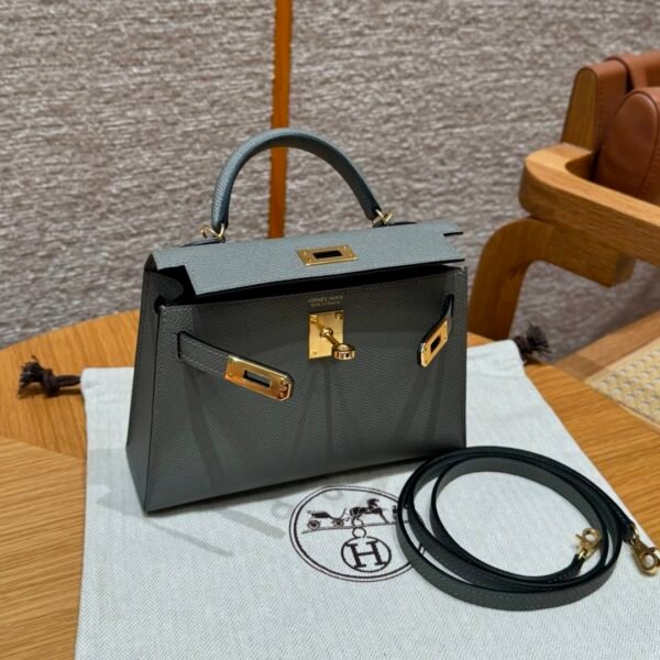 DDMode Hermes Mini Kelly 19CM 0L Gris Meyer Epsom Leather Gold Hardware