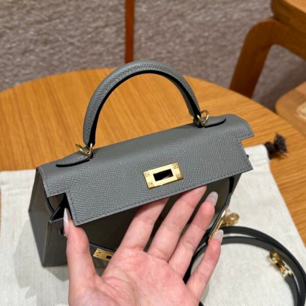 DDMode Hermes Mini Kelly 19CM 0L Gris Meyer Epsom Leather Gold Hardware
