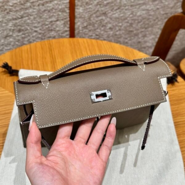 DDMode Hermes Kelly Pochette 22CM Epsom Leather CK18 Etoupe Silver Hardware