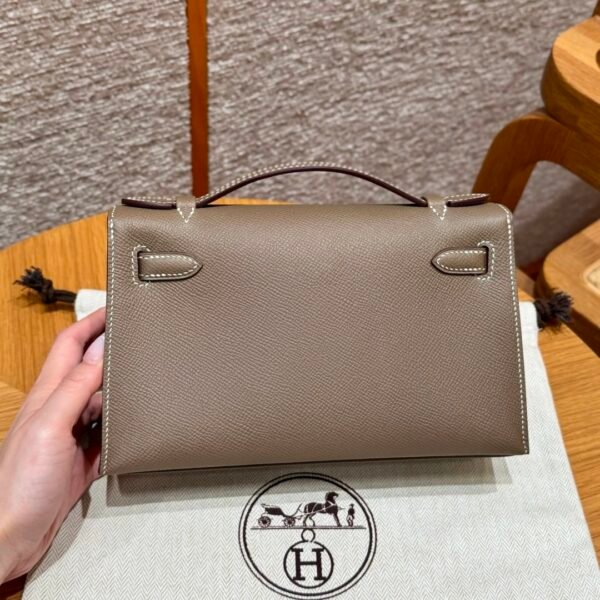 DDMode Hermes Kelly Pochette 22CM Epsom Leather CK18 Etoupe Silver Hardware