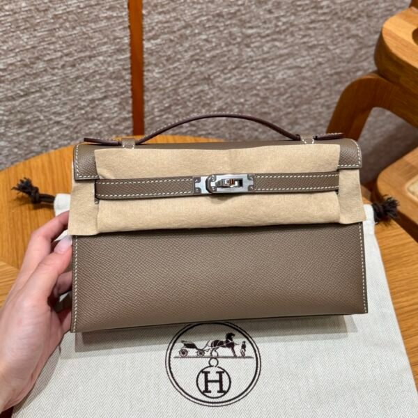 DDMode Hermes Kelly Pochette 22CM Epsom Leather CK18 Etoupe Silver Hardware