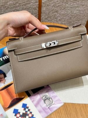 DDMode Hermes Kelly Pochette 22CM Epsom Leather CK18 Etoupe Silver Hardware