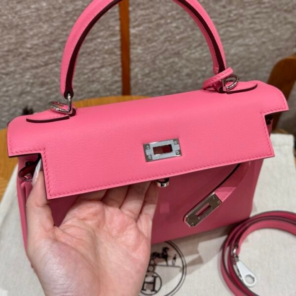 DDMode Hermes Kelly 25CM U5 Rose Lipstick Swift Leather Silver Hardware