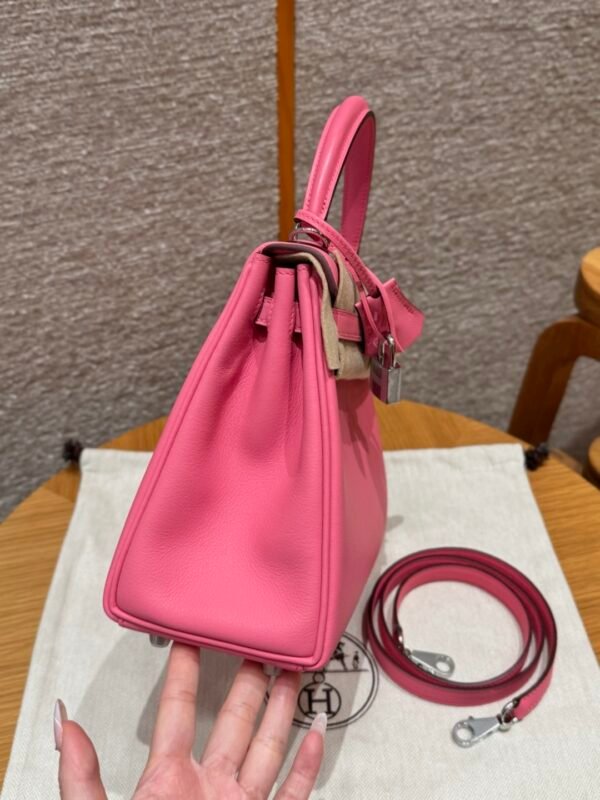 DDMode Hermes Kelly 25CM U5 Rose Lipstick Swift Leather Silver Hardware