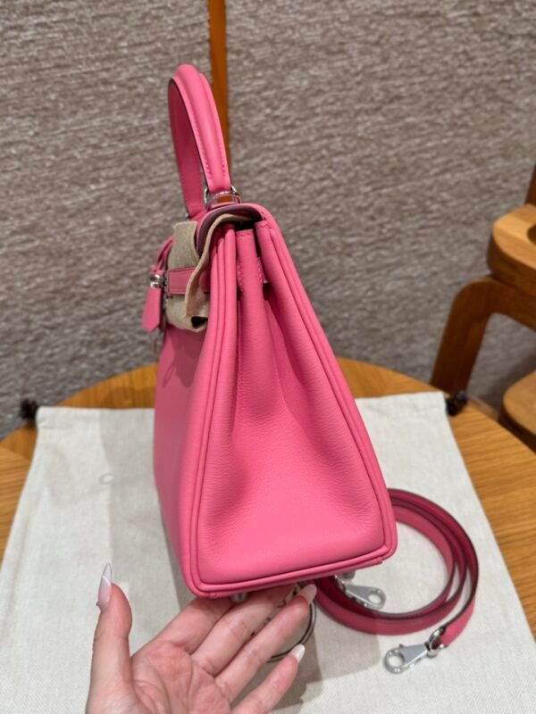 DDMode Hermes Kelly 25CM U5 Rose Lipstick Swift Leather Silver Hardware