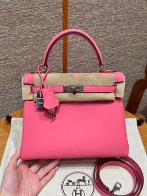 DDMode Hermes Kelly 25CM U5 Rose Lipstick Swift Leather Silver Hardware