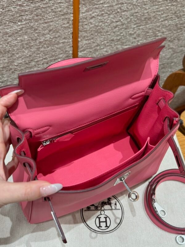 DDMode Hermes Kelly 25CM U5 Rose Lipstick Swift Leather Silver Hardware