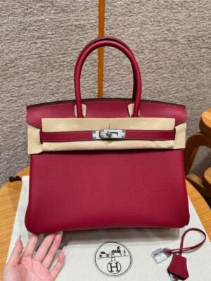 DDMode Hermes Birkin 30CM Togo Leather K1 Rouge Grenat Silver Hardware