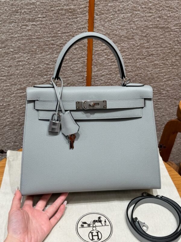 DDMode Hermes Kelly 28CM Epsom Leather J7 Blue Lin Silver Hardware