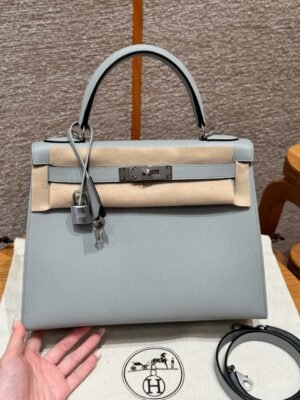 DDMode Hermes Kelly 28CM Epsom Leather J7 Blue Lin Silver Hardware