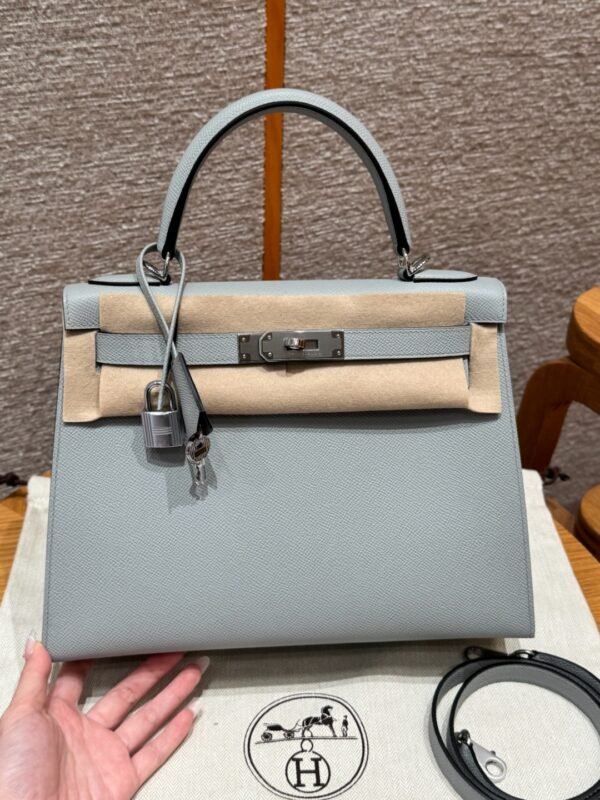 DDMode Hermes Kelly 28CM Epsom Leather J7 Blue Lin Silver Hardware