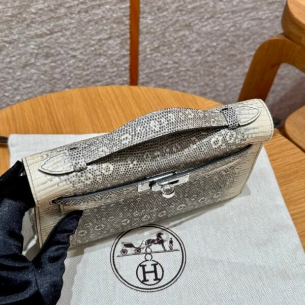 DDMode Hermes Kelly Pochette Lizard Leather 1B OmBre Silver Hardware