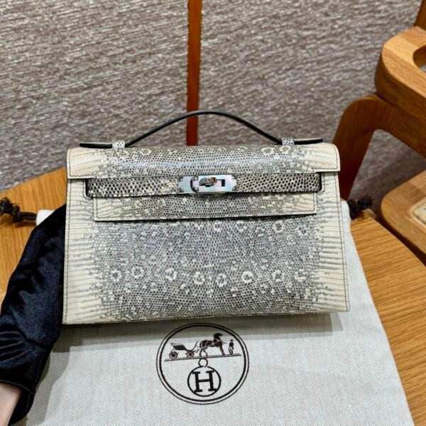 DDMode Hermes Kelly Pochette Lizard Leather 1B OmBre Silver Hardware