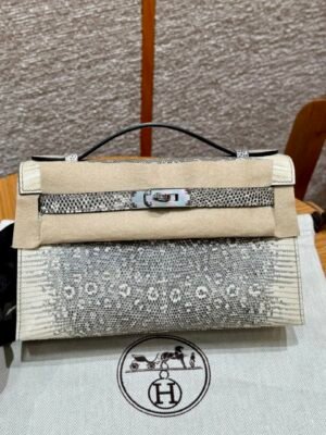 DDMode Hermes Kelly Pochette Lizard Leather 1B OmBre Silver Hardware