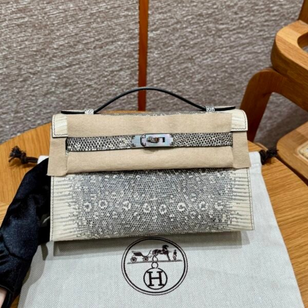 DDMode Hermes Kelly Pochette Lizard Leather 1B OmBre Silver Hardware