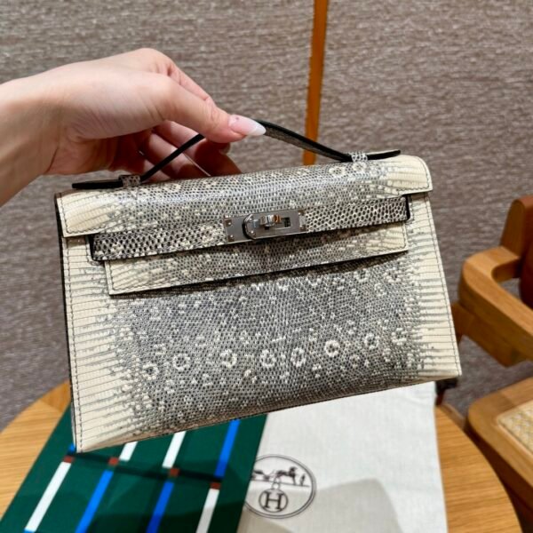DDMode Hermes Kelly Pochette Lizard Leather 1B OmBre Silver Hardware