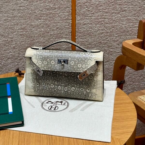 DDMode Hermes Kelly Pochette Lizard Leather 1B OmBre Silver Hardware