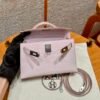 DDMode Hermes Mini Kelly 09 Mauve Pale Matte Alligator Crocodile Silver Hardware