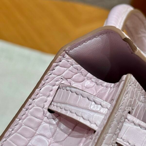 DDMode Hermes Mini Kelly 09 Mauve Pale Matte Alligator Crocodile Silver Hardware