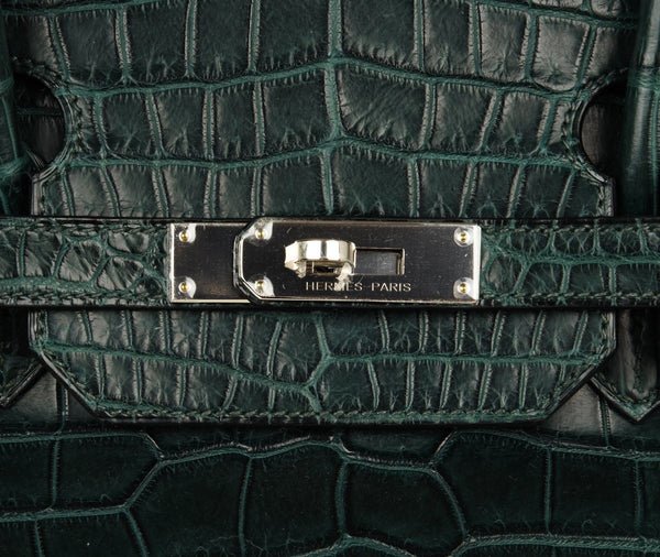 DDMode Hermes Birkin40CM Vert Fonce Rare Matte Porosus Crocodile Palladium Hardware