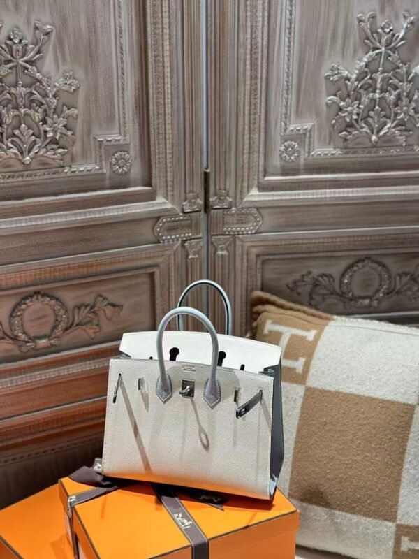 DDMode 10 Craie / 8U Blue Glacier Epsom Leather Birkin Sellier 25CM Brush PHW