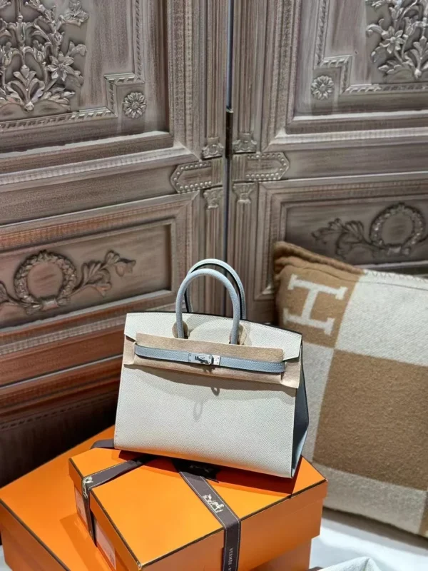 DDMode 10 Craie / 8U Blue Glacier Epsom Leather Birkin Sellier 25CM Brush PHW