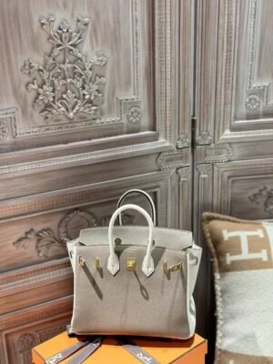 DDMode 18 Etoupe / 10 Craie Togo Leather Birkin 25CM Brush GHW