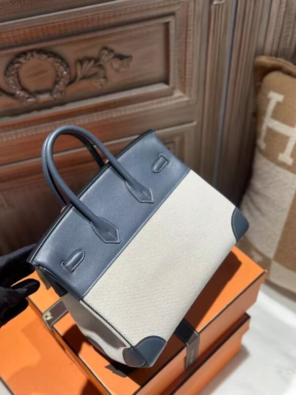 DDMode Birkin 25CM CK85 Ardoise Calf Leather / Beige Canvas PHW