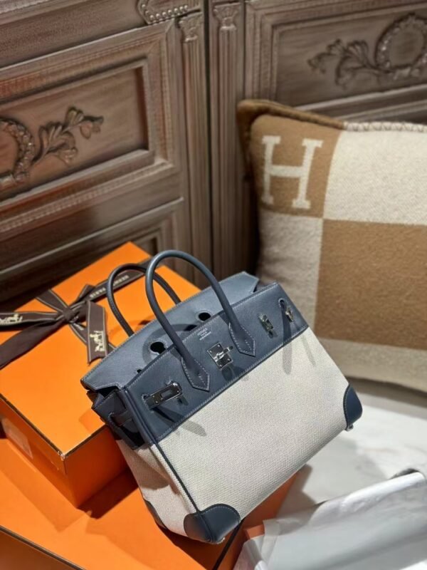 DDMode Birkin 25CM CK85 Ardoise Calf Leather / Beige Canvas PHW
