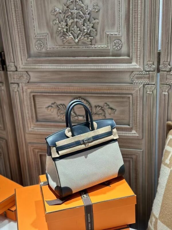 DDMode Birkin 25CM CK85 Ardoise Calf Leather / Beige Canvas PHW