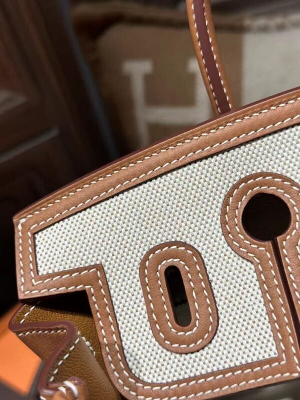 DDMode Birkin Cargo 25CM 37 Gold Calf Leather / White Canvas PHW