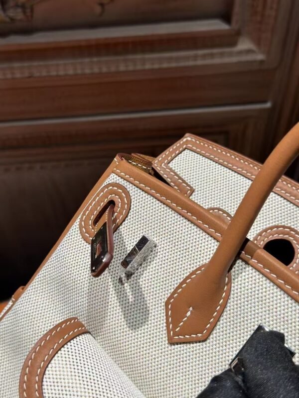 DDMode Birkin Cargo 25CM 37 Gold Calf Leather / White Canvas PHW