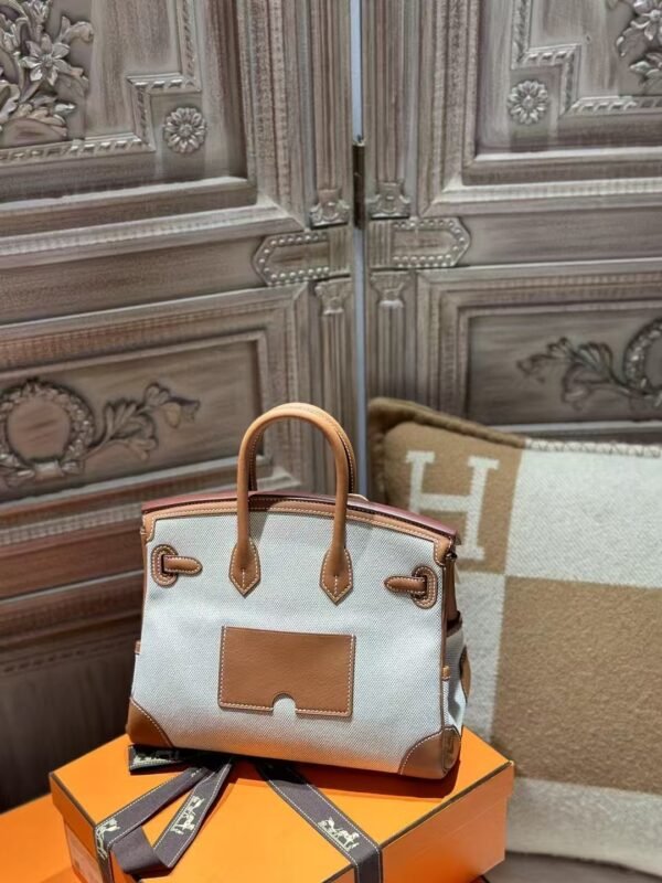 DDMode Birkin Cargo 25CM 37 Gold Calf Leather / White Canvas PHW