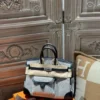 DDMode Birkin Cargo 25CM Black Calf Leather & White Canvas PHW