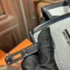 DDMode Birkin Cargo 25CM Black Calf Leather & White Canvas PHW