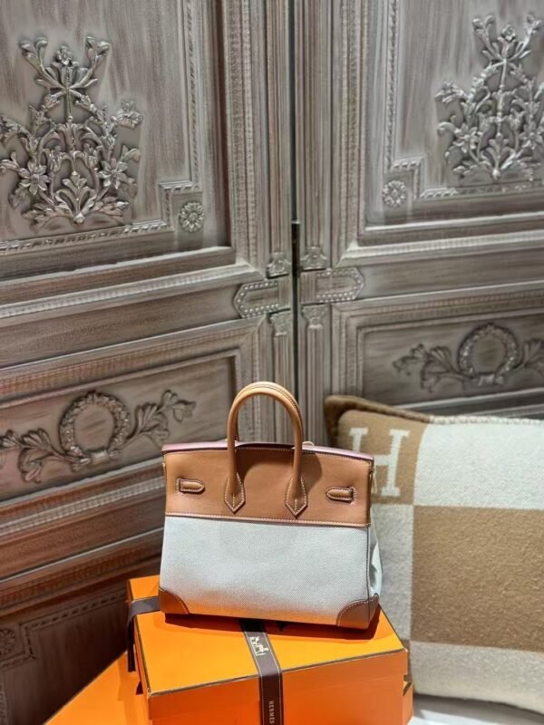 DDMode Birkin Toile 25CM CK37 Gold Calf Leather / Canvas GHW
