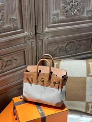 DDMode Birkin Toile 25CM CK37 Gold Calf Leather / Canvas GHW